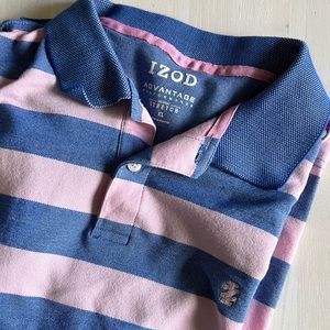 Izod Short sleeve XL Striped golf shirt pink and blue